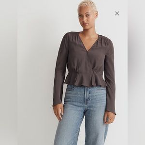 Madewell long sleeve peplum top